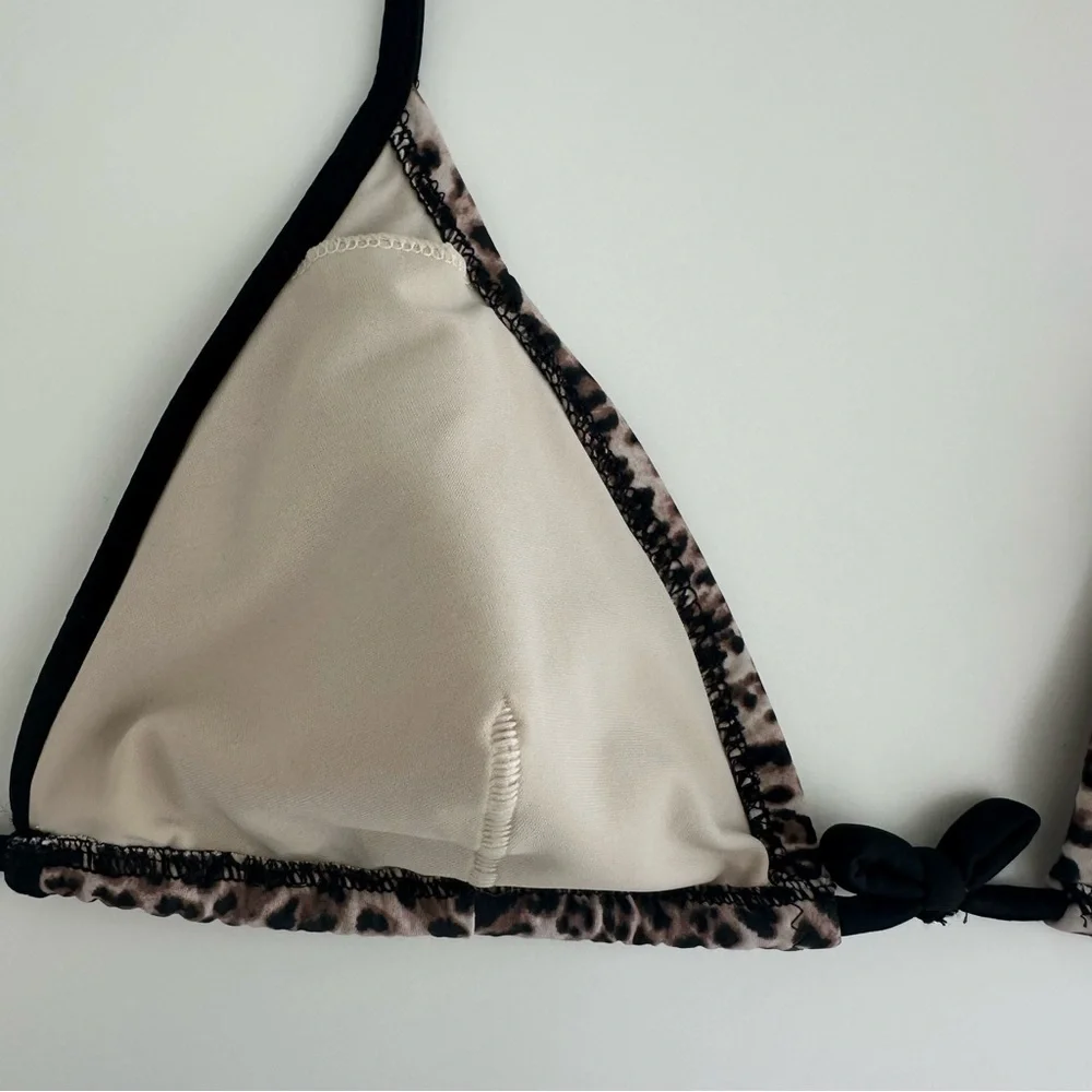 Women’s Leopard Print Black/Beige/Cream Bikini XS very good condition